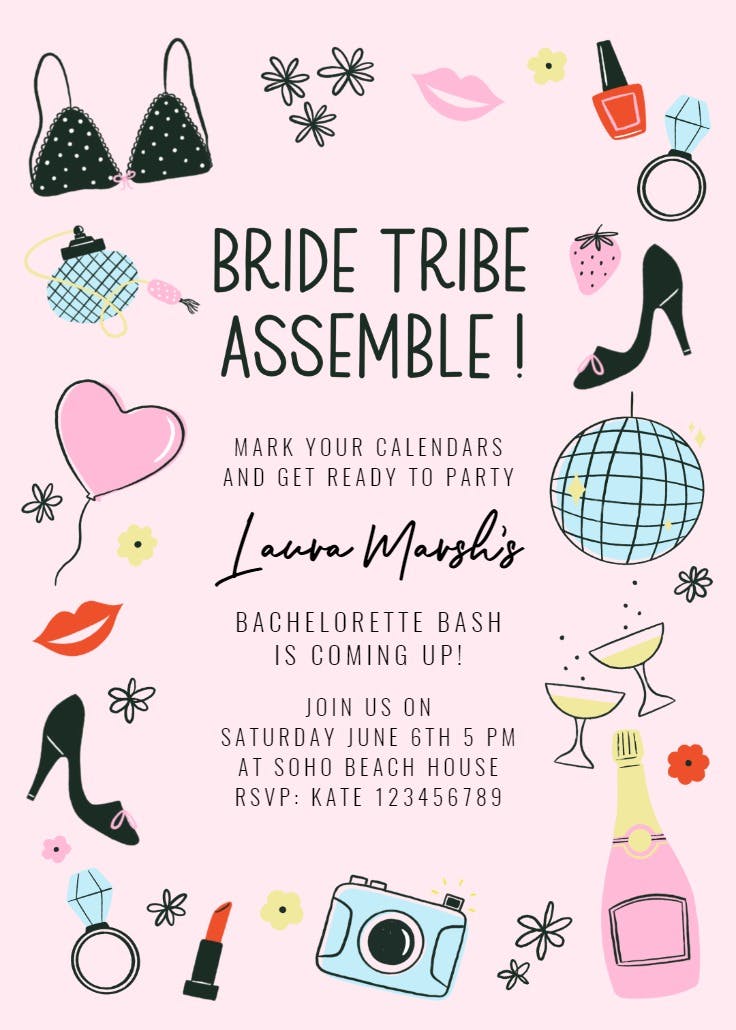 Bride tribe - bachelorette party invitation